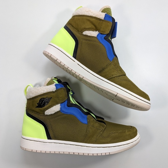 Air Jordan 1 High Zip Olive Flak/Black-Volt Glow - Picture 2 of 6